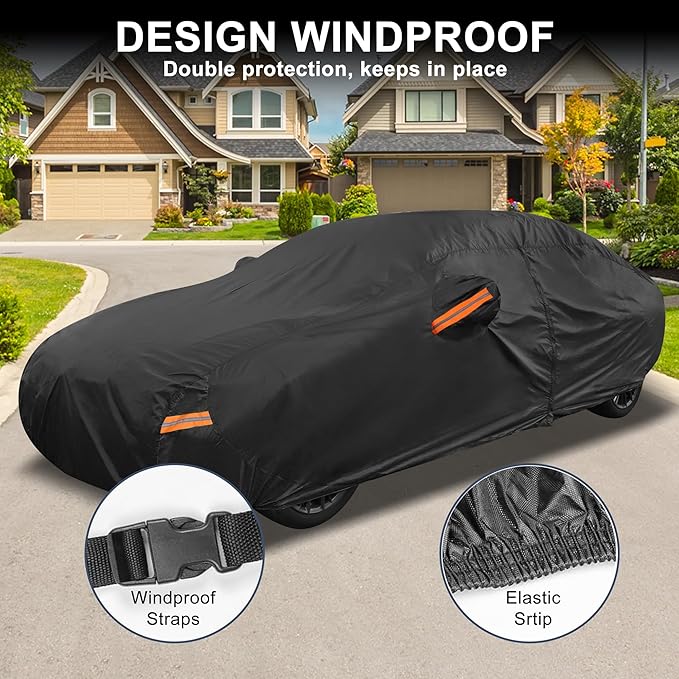 X AUTOHAUX Car Cover for BMW 3 Series 2013-2025 Aluminum Film Outdoor Waterproof Sun Rain Snow Hail Protection with Driver Door Zipper