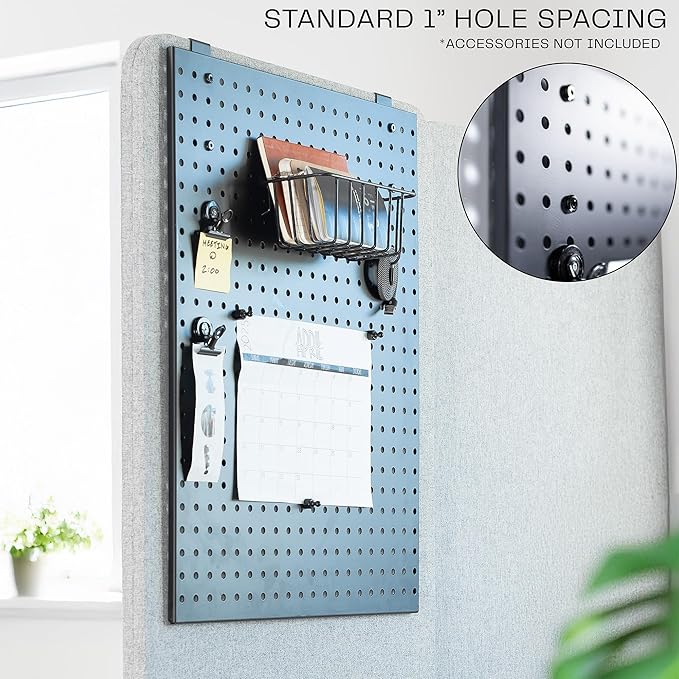 VIVO Steel Hanging Pegboard, 20 x 25 inch Magnetic Peg Board with Clamps Fitting up to 1.9 Inch Surfaces, Accessory Organizer, Black, PP-PB25H