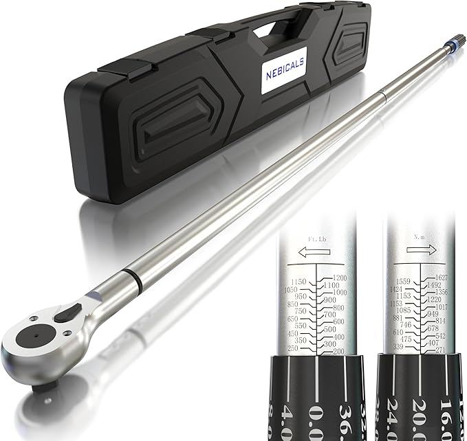 1 Inch Drive Torque Wrench with 200-1200 Ft Lb / 271-1627 Nm/Heavy Duty/Dual Direction/High hardness/Long lifetime/Stored In a Solid Case