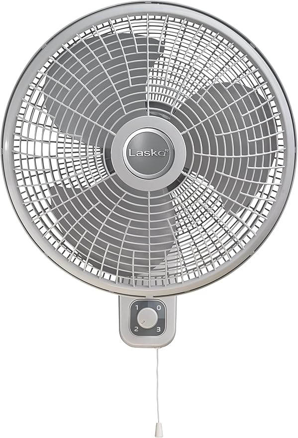 Lasko 16" 3-Speed Oscillating Wall Mount Fan for Indoor Use, M16900, Light Grey
