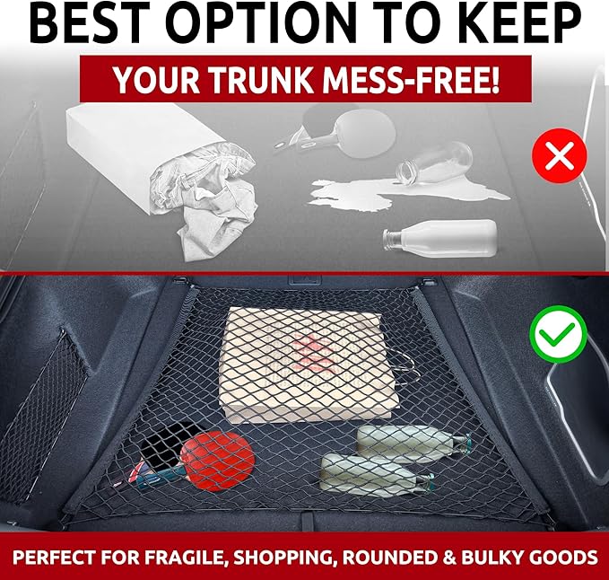 Floor Style Automotive Elastic Trunk Mesh Cargo Net for Acura Integra 2023-2026 - Premium Trunk Organizers and Storage - Luggage Net for Sedan - Best Car Organizer for Acura Integra (DE)