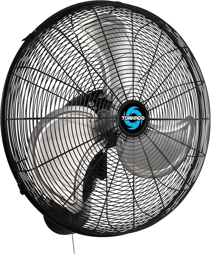 Tornado 20" Pro Series High Velocity Oscillating Wall Mount Fan – Heavy-Duty Metal Fan for Industrial, Commercial & Residential Use – 3 Speeds, 5250 CFM, UL Safety Listed