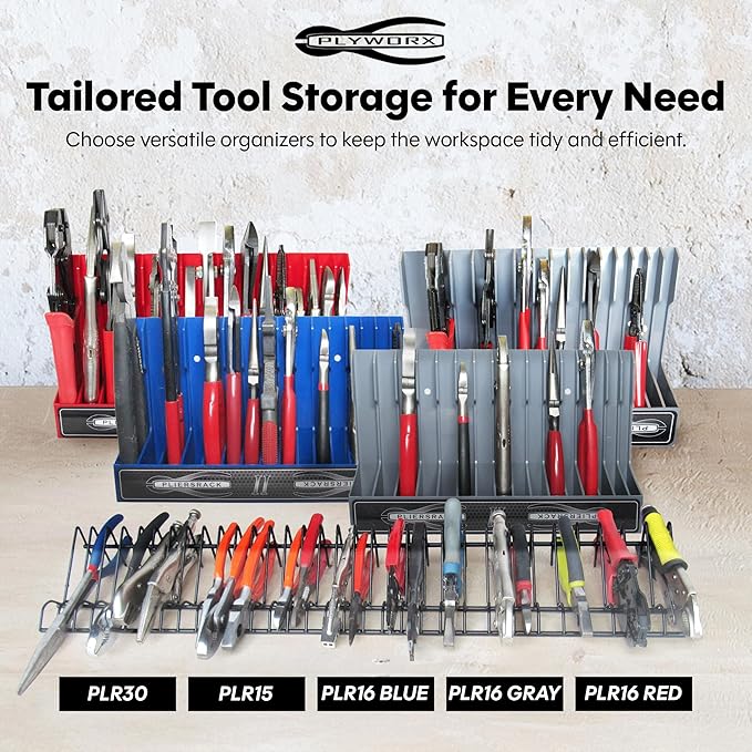 Pliers Rack for Tool Drawer Storage, Holds 32 Tools, Steel Frame, Triple-Coated Vinyl, Adjustable Organizer for Toolboxes, Durable Holder for Home, Garage, and Professional Use