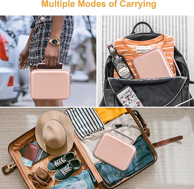 Canboc Carrying Case for Halo Bolt 58830/57720/44400/ACDC Max 55500 mWh Portable Car Jump Starter, Phone Laptop Charger Power Bank Holder for Jumper Cable, AC Wall Charger, Rose Gold