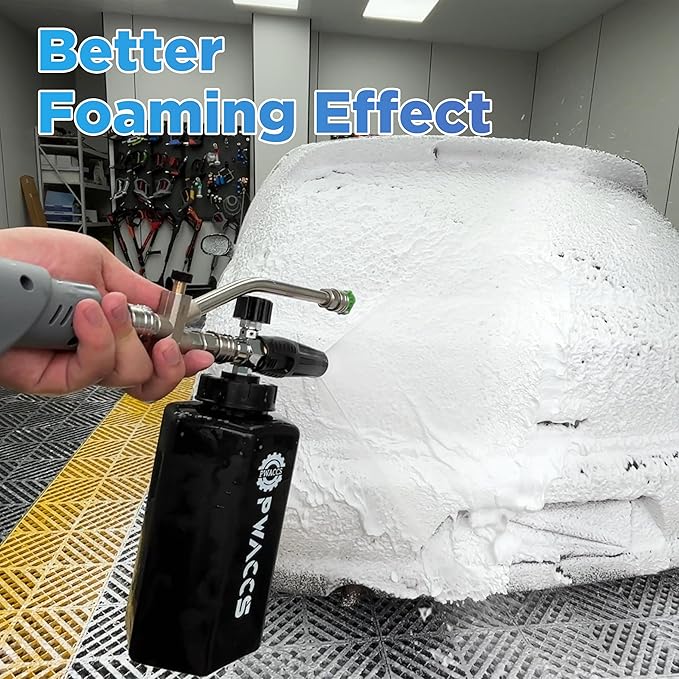 PWACCS Foam Cannon Dual Connector, Pressure Washer Car Wash Foam Gun, Short Power Washer Gun Kit with Dual-Connector Accessory, 1/4" Quick Connector, 1.5 Liter, 4000 PSI