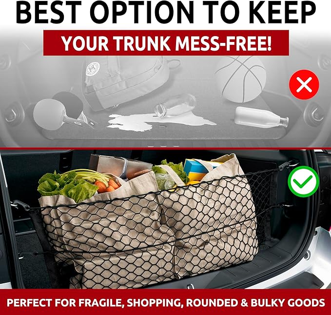 Envelope Style Trunk Mesh Cargo Net for Chevy Equinox Accessories 2010-2025 - Premium Trunk Organizers and Storage - Cargo Net for Pickup Truck Bed