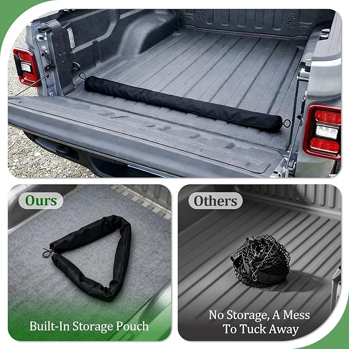 3-Layer Cargo Net for Honda Ridgeline 2017-2026, Zipper Bag Truck Bed Net for Groceries, Heavy Duty Oxford Cargo Organizer Storage Nets with Carabiners
