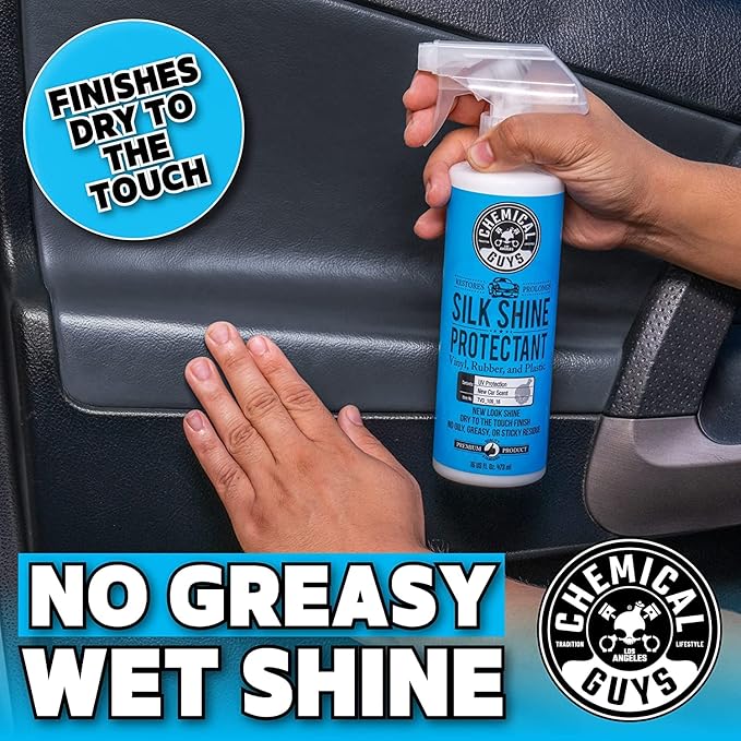 Chemical Guys Silk Shine Spray-able Dry-To-The-Touch Dressing and Protectant for Tires, Trim, Vinyl, Plastic and More, Safe for Cars, Trucks, Motorcycles, RVs & More, 32 fl oz