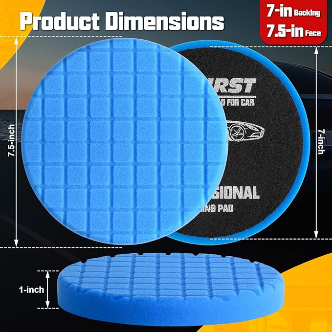 Buffing Pads, 8Pcs Polishing Pad 7.5 Inch 190mm for 7 Inch Backing Plate, Compound Buffing Sponge Pads and Woolen Pads Cutting Polishing Pad Kit for Car Buffer Polisher & Waxing