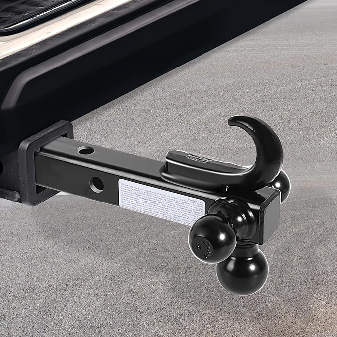 MaxxHaul Triple Ball Mount Hitch with Tow Hook, Fits 2" Receiver – 1-7/8", 2", 2-5/16" Welded Hitch Balls, Class III/IV, 10,000 lb GTW, Heavy-Duty Powder-Coated Steel – 50231