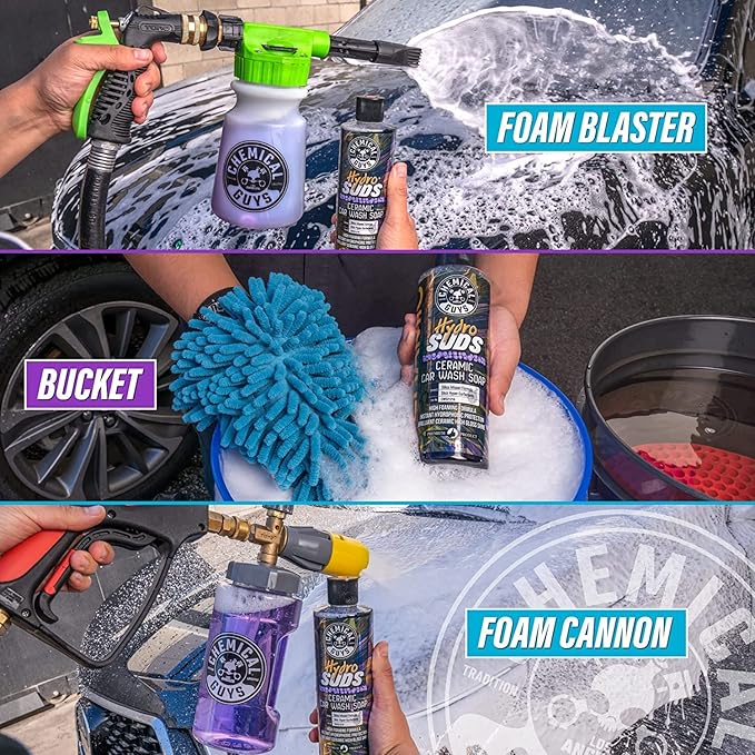 Chemical Guys HydroSuds Ceramic Shine High Foaming Car Wash Soap (Works with Foam Cannons, Foam Guns or Bucket Washes) For Cars, Trucks, Motorcycles, RVs & More, 32 fl oz, Berry Scent - CWS21232