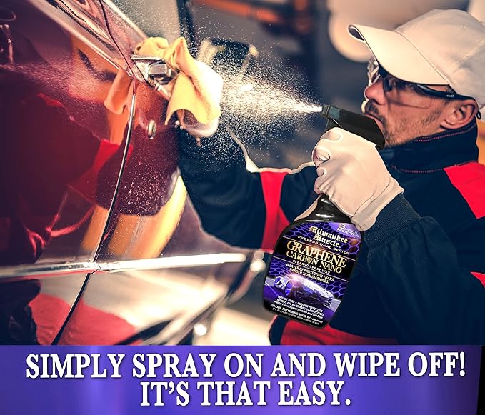128oz Graphene Ceramic Coating Detail Wax 6 Month Protection Against Scratches, Swirls, Paint Chips, No Buff, Insane Shine, & Stronger than Car Wax, Includes Empty 22oz Spray Bottle