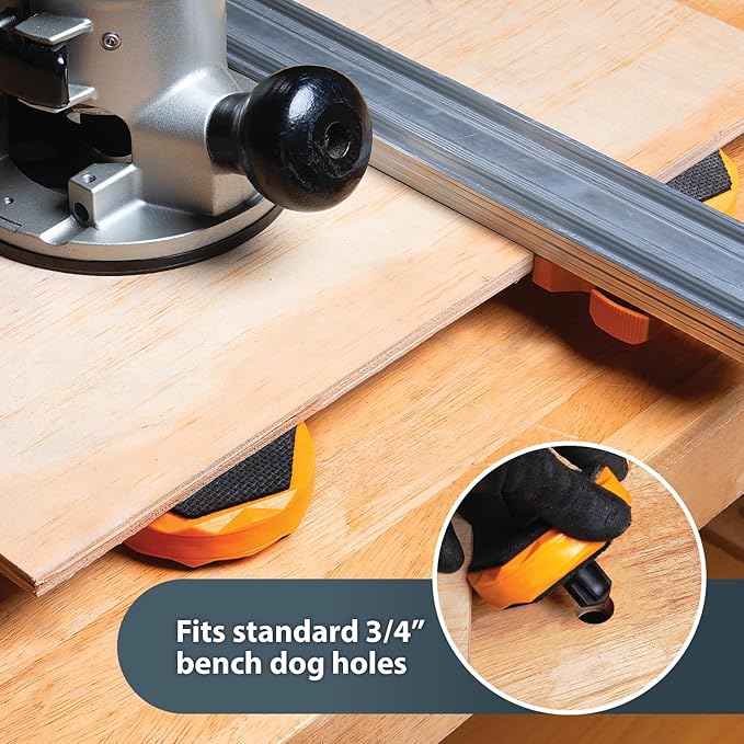 POWERTEC 72304 Arachni Flex 24" x 48" Foldable Workbench Tabletop w/4PK Bench Dog Puck - Portable Work Surface w/Pre-drilled Dog Holes, T-Tracks & Quick-Insert Locks for Woodworking