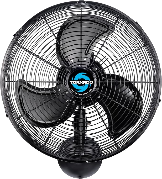 Tornado 16 Inch Pro Series Waterproof Outdoor Oscillating Wall Mount Fan - High Velocity Heavy Duty Metal Wall Mount Fan for Industrial, Commercial, Residential, and Greenhouse Use - UL Safety Listed