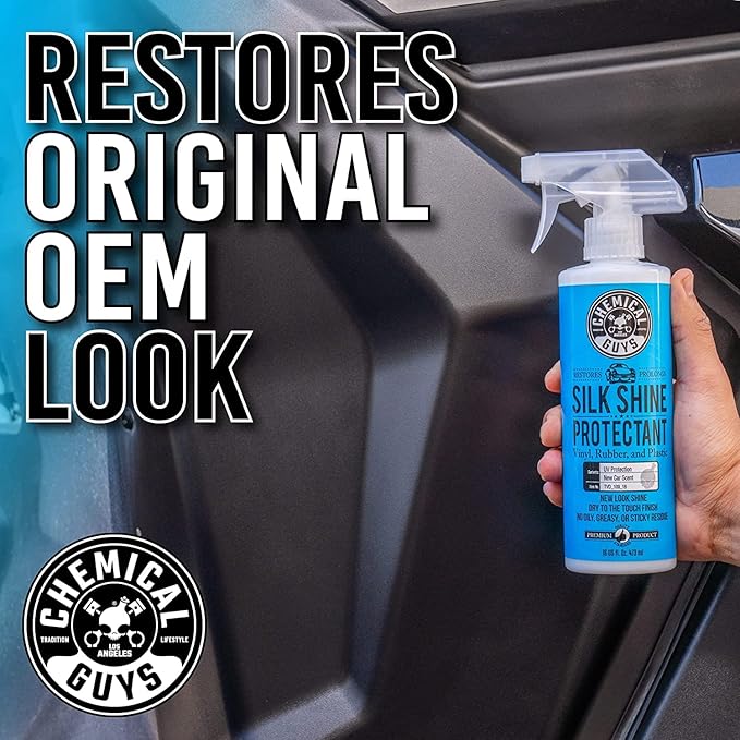 Chemical Guys Silk Shine Spray-able Dry-To-The-Touch Dressing and Protectant for Tires, Trim, Vinyl, Plastic and More, Safe for Cars, Trucks, Motorcycles, RVs & More, 32 fl oz