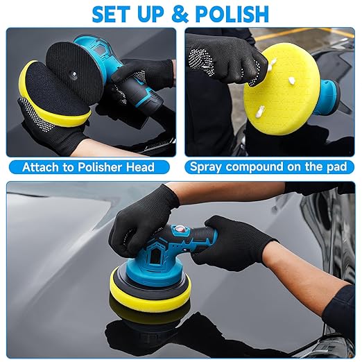 6 Inch Buffing Polishing Pads&Wool Buffing Pad ，with M14 Drill and 6 Inch Backing for Car Buffer Polisher, Washing Cleaning Waxing Dusting, 10PCS