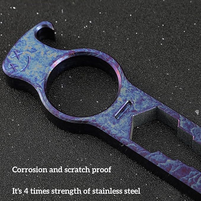 Titanium Pry Bar Bottle Opener, 5.51" Multi Tool Crowbar with Multi-size Wrench/Screwdriver/Nail Puller Function QG002
