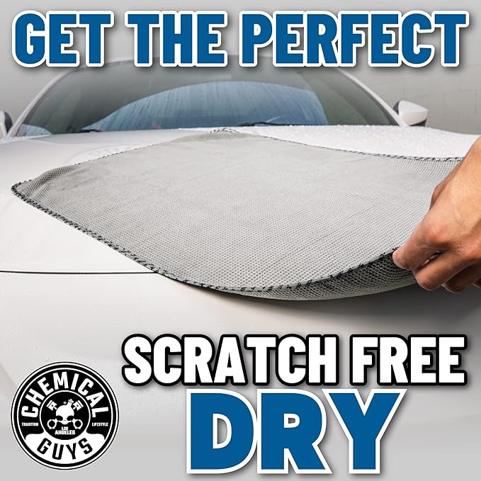Chemical Guys Waffle Weave Gray Matter Microfiber Drying Towel 2 Pack, Huge Car Drying Towels for Faster Coverage on Paint, Glass, Wheels, and Trim, Streak Free Drying for Cars, Trucks, and SUVs