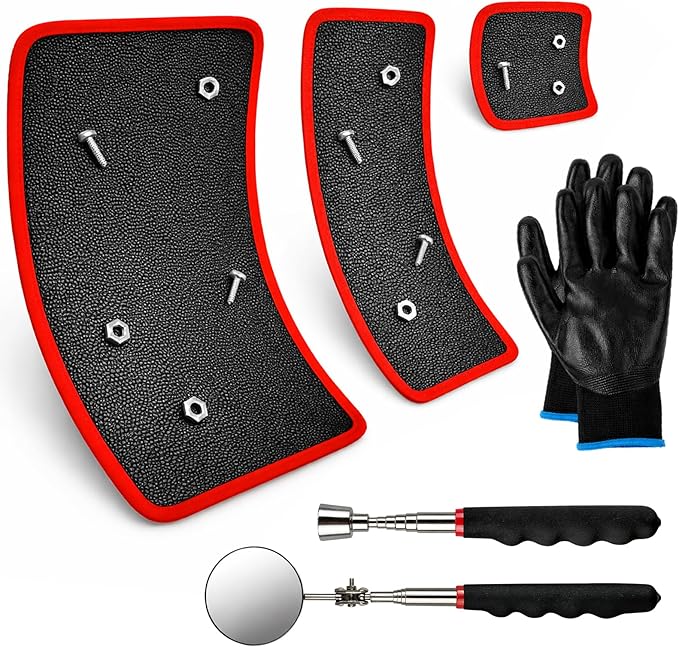 Qidejoy 3Pcs Magnetic Tool Mat with Pickup Tool & Telescoping Magnetic Inspection Mirror, Flexible PVC Pad & Non-Slip Holder & Tray – Tools for Mechanics, Garage, Workshop & Repair, Toolbox Organizer