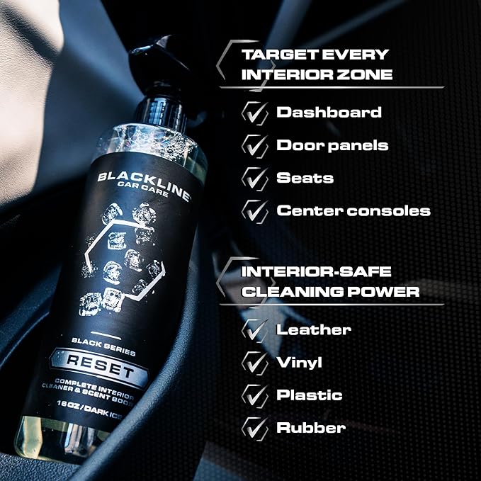 Blackline Luxury Scented Leather Interior Car Cleaner Reset Deep Cleans & Deodorizes All Surfaces, pH-Neutral High-Foam Formula, Long-Lasting Premium Fragrance and Deodorization for Car