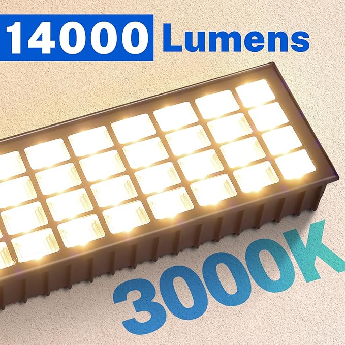 100W LED Shop Light, 14000LM 3000K Warm White Plug in Garage Light with 6FT Power Cord, IP66 Waterproof Work Bench Shop Lights for Garage, Workshop, Warehouse, Outdoor, Yard, Garden