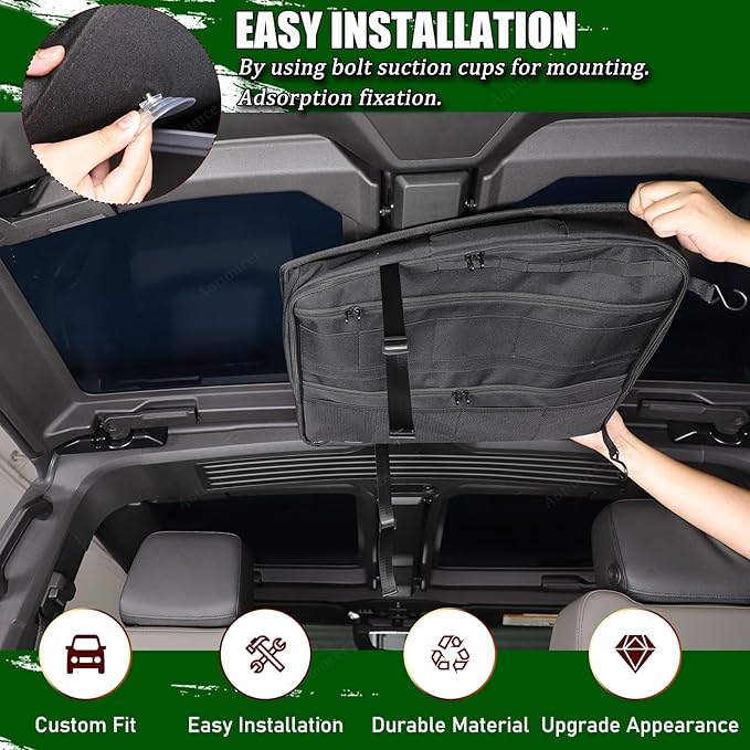 Sunroof Storage Bags for Hummer EV 2022-2026 SUV/SUT, Overhead Storage Organizer Cargo, 600D Oxford Overhead Storage Bag/Waterproof/Foldable/Top Sunshade with Hardtop Suction fixing (C)