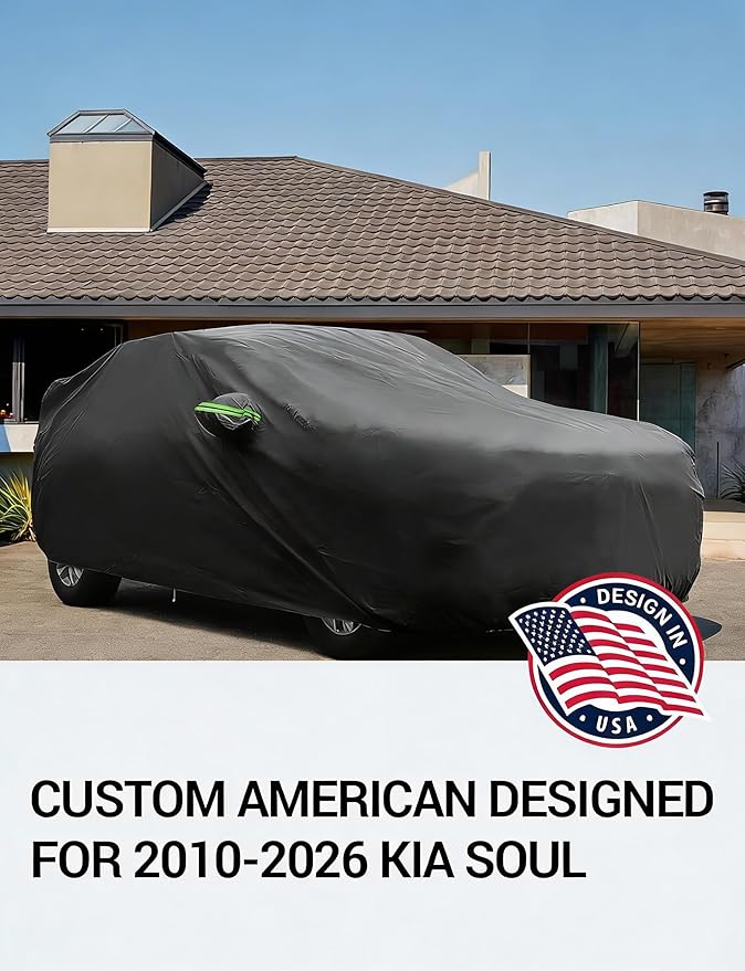 Proadsy Car Cover Custom Fit for Kia Soul 2010-2025 2026, Waterproof All Weather for Automobiles, Full Exterior Cover Rain Snow Sun Protector Indoor Outdoor Car Cover