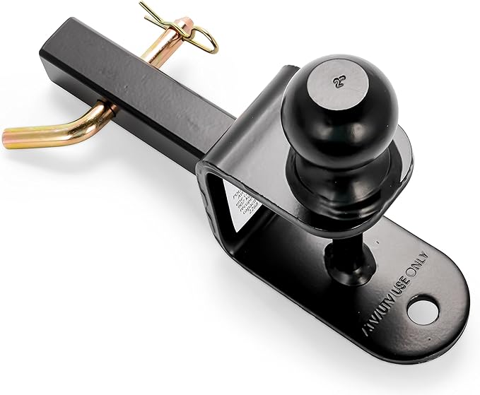 Black Boar UTV ATV Multi-Hitch - Features 2” Hitch Ball, 1-1/4” Shank - 6” (L) Shank - Hitch Ball has 2” Rise & Rated for 2,000lbs - Use w/Utility Trailers, Tow Straps & Other ATV Accessories (66024)