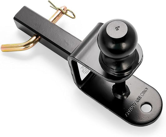 Black Boar UTV ATV Multi-Hitch - Features 2” Hitch Ball, 1-1/4” Shank - 6” (L) Shank - Hitch Ball has 2” Rise & Rated for 2,000lbs - Use w/Utility Trailers, Tow Straps & Other ATV Accessories (66024)