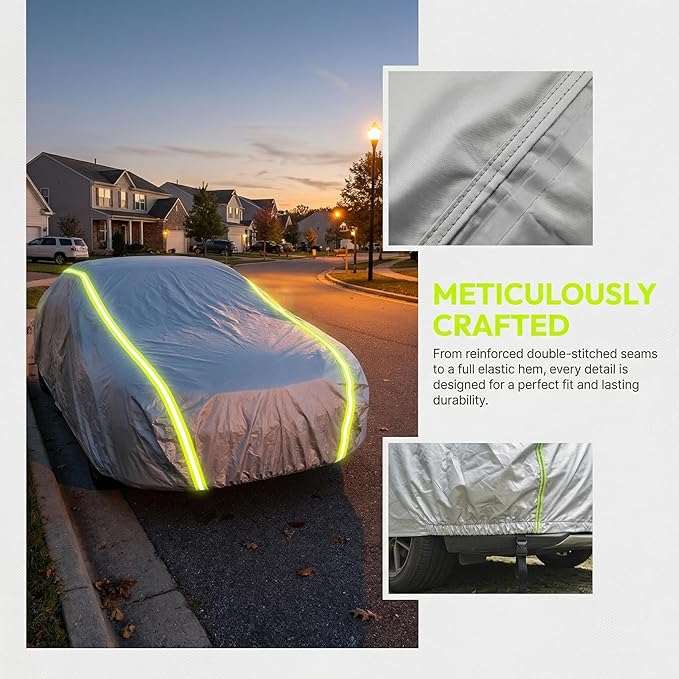 J&J Heavy Duty car Cover,300D&Soft Lining,Driver&Trunk Zipper,Withstand Wind,Car Cover Waterproof All Weather,Protect Vehicle Painting,Car Covers for Automobiles (Coupe/Cabrio, Silver-B3)