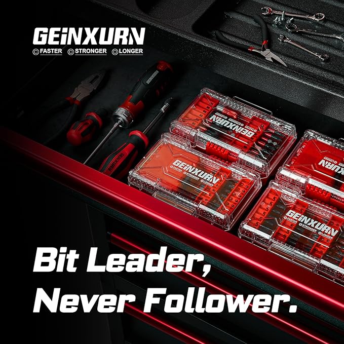 Geinxurn 1Pc Red Storage Box Case, small parts box with detachable divider, Screwdriver Bit Set Box