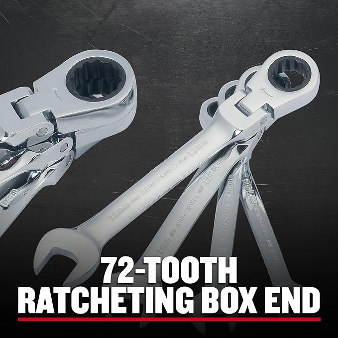 CRAFTSMAN Ratchet Set, 72-Tooth, 180 Degree Flexi Head Design, Solid Chrome Finish (CMMT87009), 7 Count (Pack of 6)