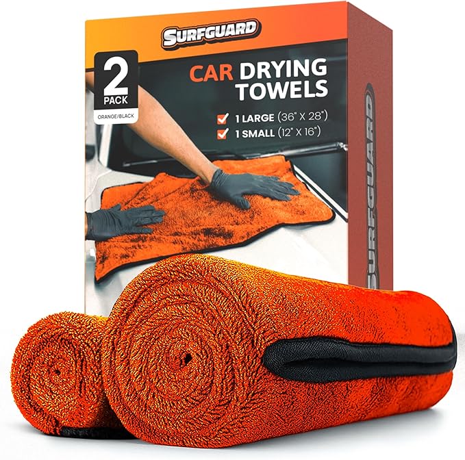Car Drying Microfiber Towels, Extra Large Cleaning Cloth Towel with No Streaks, Reusable, Superior Water Absorbent & Scratch Free, Super Soft Detailing & Buffing Towels for Cars, 2-Pack