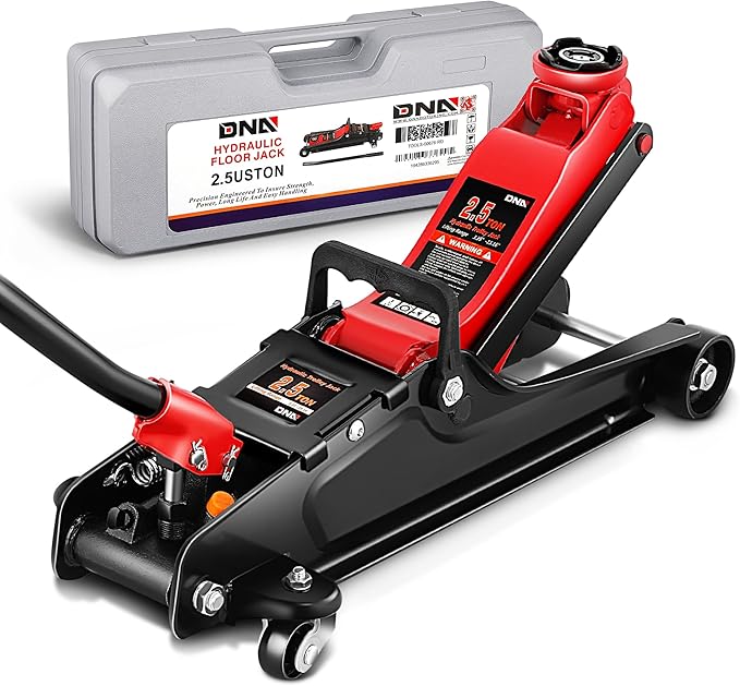 DNA Motoring Low Profile Hydraulic Trolley Service/Floor Jack, 2.5 Ton (5500 lbs) Capacity, Lifting Range 3.35"-15.16",Red, TOOLS-00676-RD