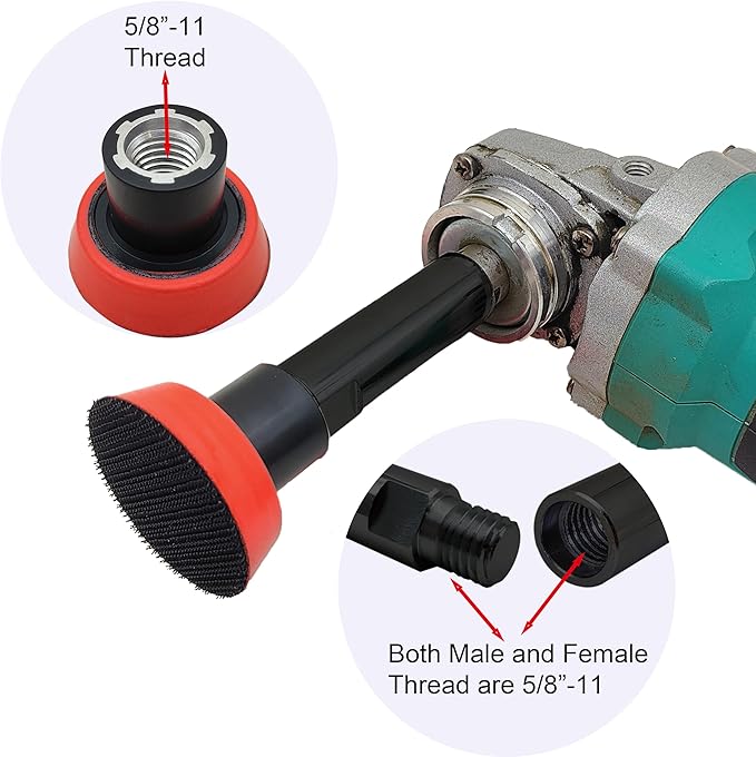 5/8"-11 Thread Angle Grinder Extension Shaft Buffer Backing Plate,3" 4" & 5.5" Connecting Rod with 1" 2" & 3" Polishing Pad Airway Buffer Extender for Angle Grinder and Car Polisher (Black)