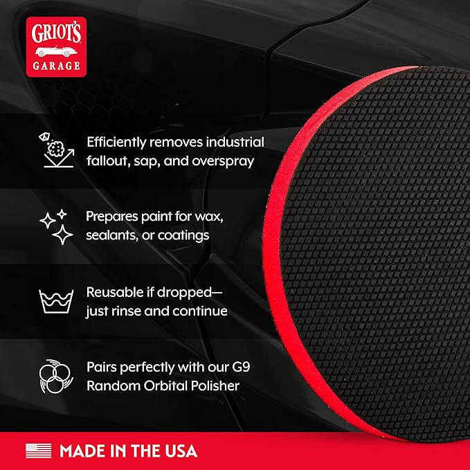 Griot's Garage Surface Prep Pad, Clay Bar Alternative for Car Detailing, Cleaning, Polishing and Paint Correction, Compatible with G9 Random Orbital Polisher, 6", 10680