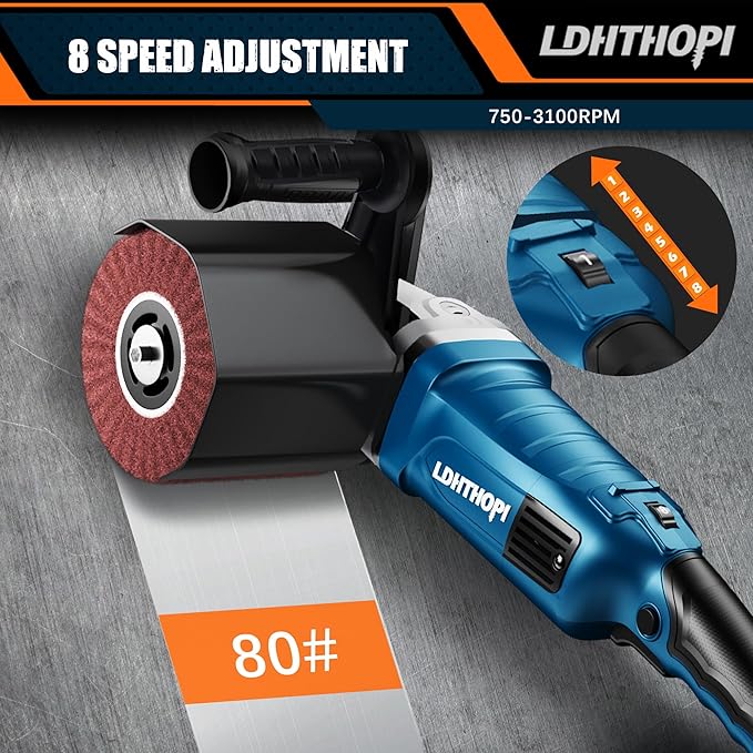 LDHTHOPI 1800W Burnishing Polishing Machine, 110V Handheld Electric Stainless Steel Polisher, 8 Variable Speed, 3100RPM for Metal, Stainless Steel, Wood