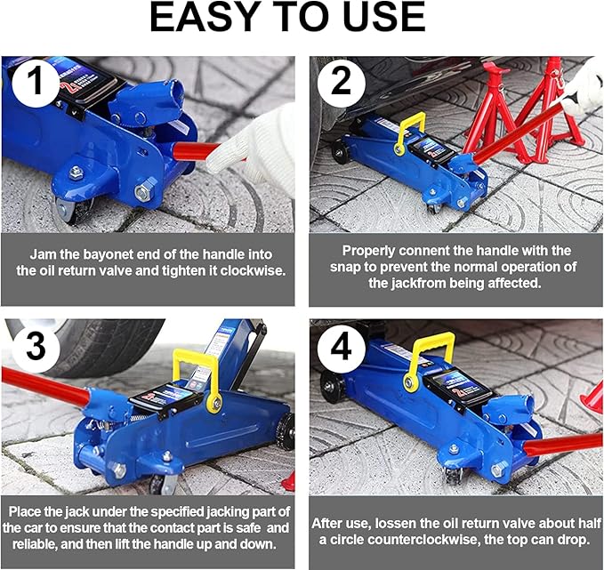 ANCKNE Horizontal Hydraulic Jack Handle 2 Ton, Jack Handle Replacement, with Rubber Gloves Automotive Car Jack Accessories Red