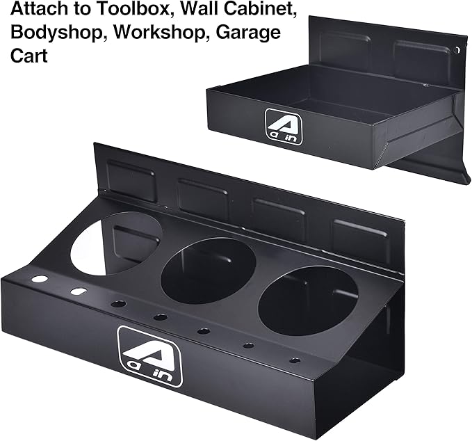Trayset 4pc Magnetic Toolbox Tray Set, Magnetic Tool Box holder for Cabinet Side Shelf Storage Van Workshop, Tool Trays, Paper Towel and Spray Can Holder, Black