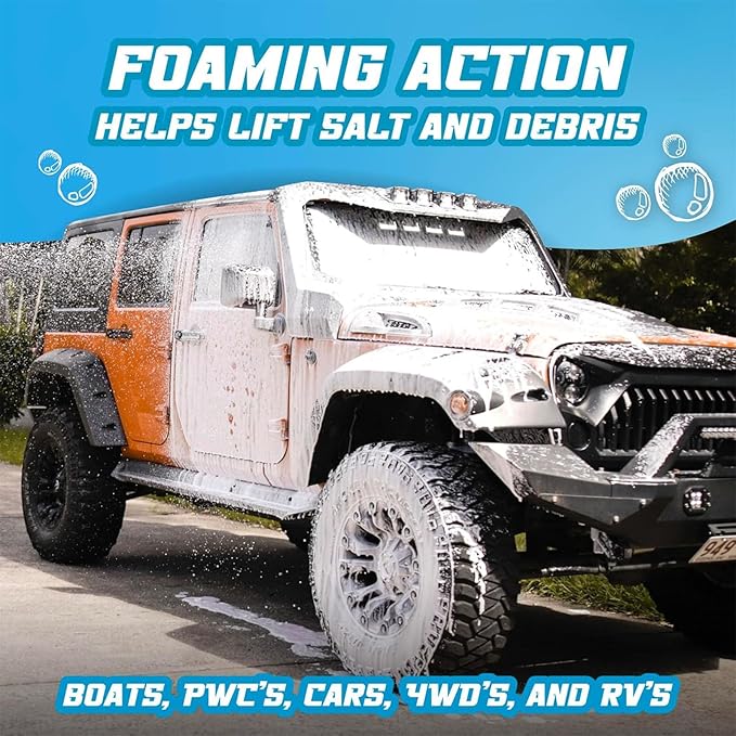 Salty Captain Foaming Salt Remover Wash - Clean & Remove Salt Off Boats & Cars, Prevent Saltwater Corrosion on Marine JetSkis, Trailers, Eco-Friendly Salt Neutralizer Boat Cleaner