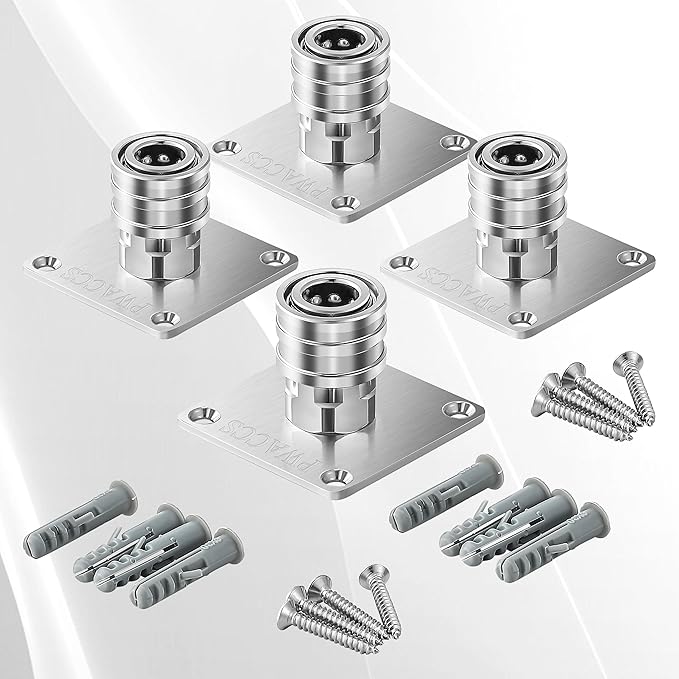PWACCS Pressure Washer Foam Cannon Holder, 1/4" Quick Connect Automatic Foam Cannon Mount, Stainless Steel Pressure Washer Nozzle Tip Holder, Pressure Washer Accessories Storage Rack 4 Pack