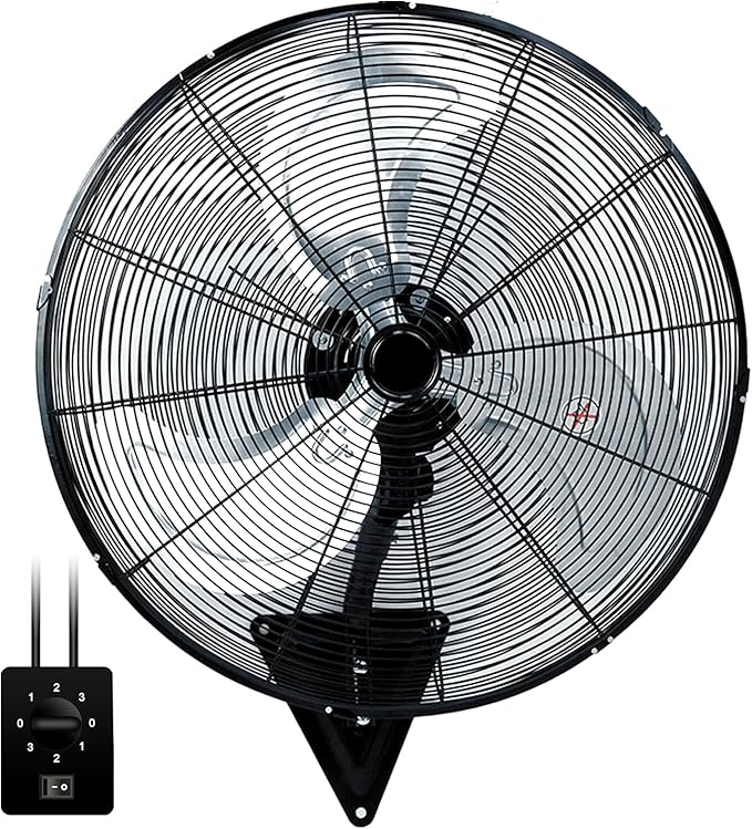 Bestronair 24 Inch Wall Mount Fan Oscillating Wall Fan High Velocity Heavy Duty 3-Speed Pro Metal Fans for Garage, Workhouse, Greenhouse, Farm, Shop, Industrial Use