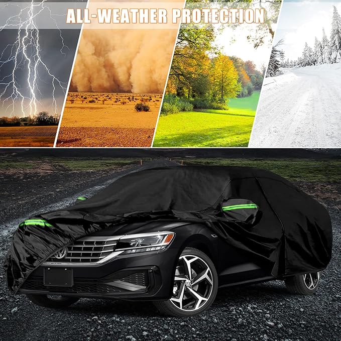Waterproof Car Covers Replace for 2006-2025 VW Passat, 6 Layers All Weather Custom-fit Car Cover with Zipper Door & Windproof Bands for Snow Rain Dust Hail Protection (Passat)
