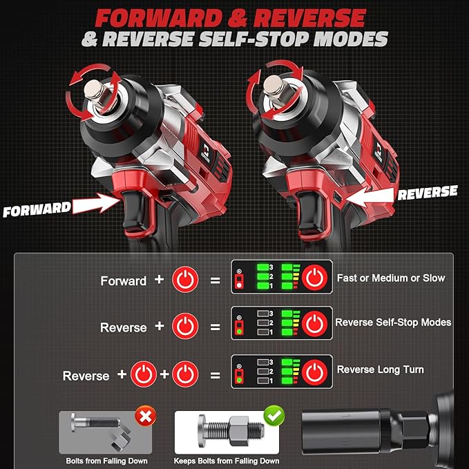Cerycose Cordless Impact Wrench 1/2 inch Compatible with Milwaukee 18v Battery Brushless High Torque Impact Driver Gun with 1000 Ft-lbs Torque, LED Work Light, Ergonomic Design Heavy-Duty