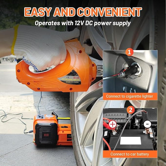 E-HEELP Electric Car Jack Kit 5Ton 12V Hydraulic Car Jack Lift (Lifting Range: 6.1~17.7 inch) with Electric Impact Wrench for SUV MPV Sedan Truck Change Tires Garage Repair