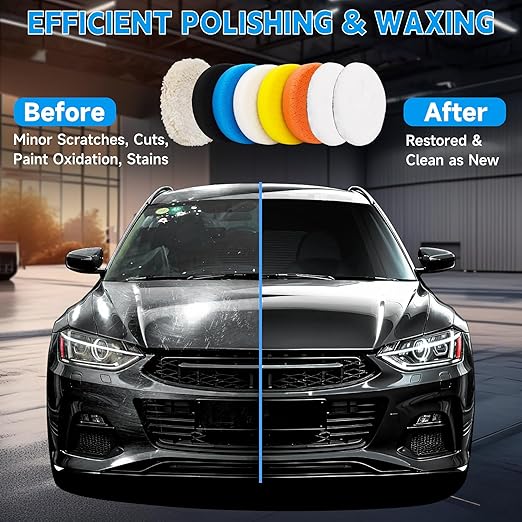 6 Inch Buffing Polishing Pads&Wool Buffing Pad ，with M14 Drill and 6 Inch Backing for Car Buffer Polisher, Washing Cleaning Waxing Dusting, 10PCS