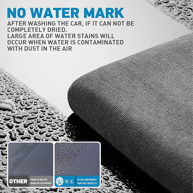 Microfiber Towels Gray for Cars - 6 Pack, High & Short Pile Micro Fiber Cleaning Cloth for Car Washing Drying & Auto Detailing, Water Absorption Lint Free & Non-Streak