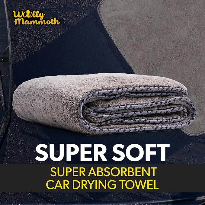 Chemical Guys Woolly Mammoth Large Microfiber Drying Towel - 36 x 25 Inch Gray, Ultra Plush Super Absorbent Car Drying Towel for Cars, Trucks, SUVs, Motorcycles, RVs, and Auto Detailing