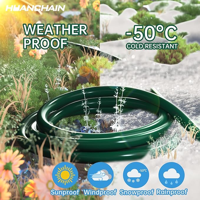 HUANCHAIN Indoor Outdoor Green Extension Cord 75 ft Waterproof, 16/3 Gauge Flexible Cold-Resistant Appliance Extension Cord Outside, 10A 1250W 16AWG SJTW, 3 Prong Electric Cable, ETL