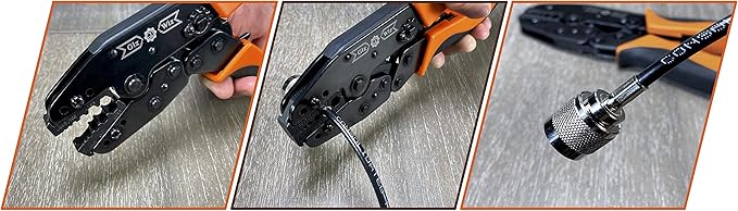 RF Coax Ratchet Crimp Tool For RG8 RG11 RG174 RG179 RG213 LMR400 .100" .128" .429" G-H3K
